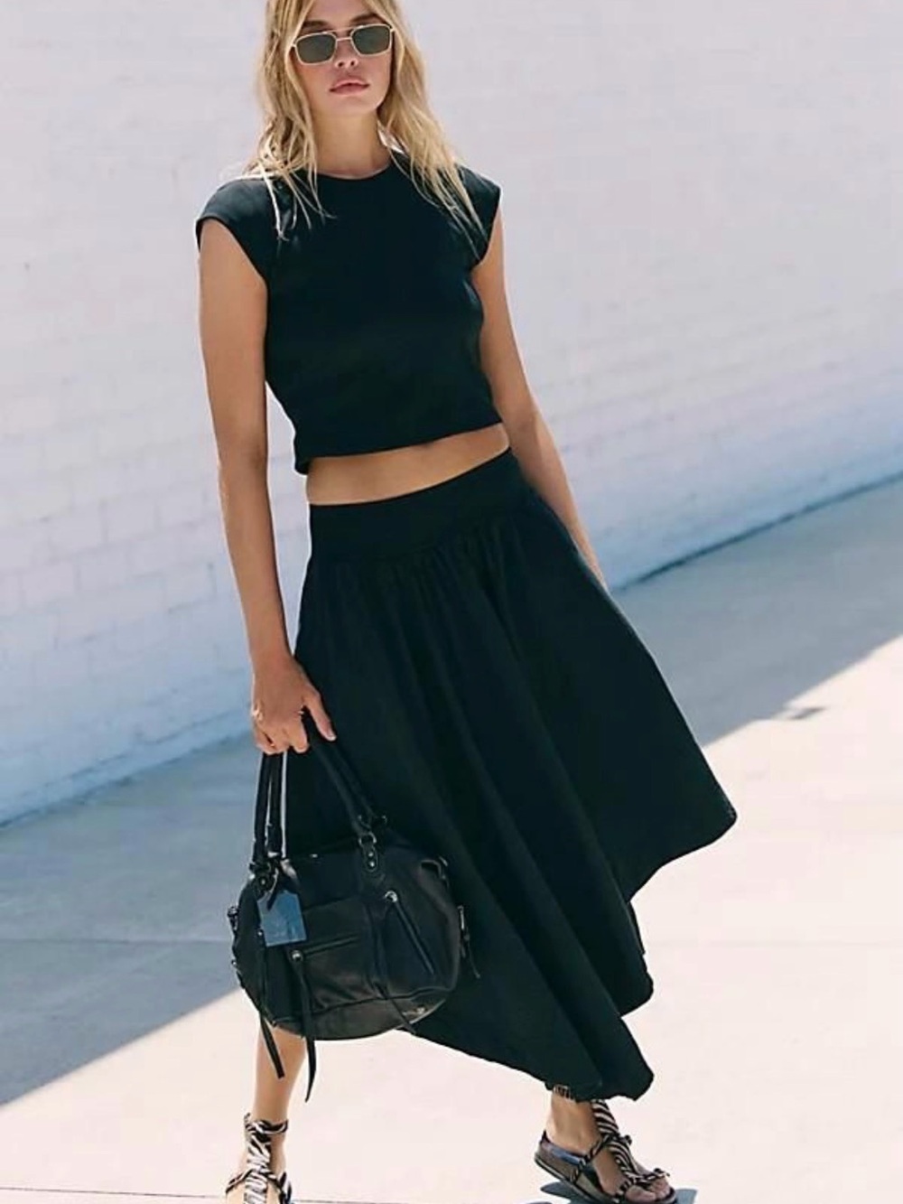 Free People Annette Black Two-Piece Skirt Set - Picture 1 of 5